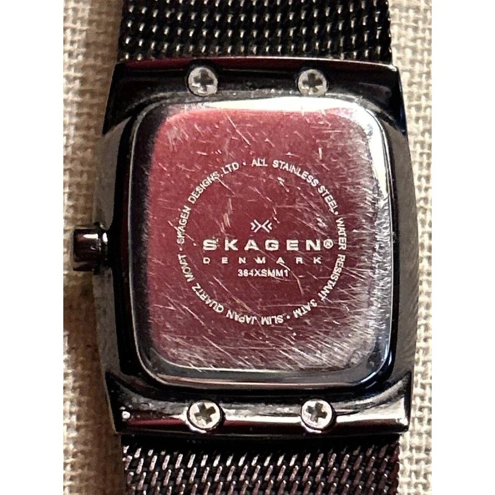 Skagen Dark Brown Steel Mesh Band Ladies Watch Quartz Movement Water Resistant